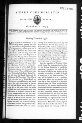 Sierra Club Bulletin 1937 Vol 22 No 5 October cover